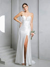 Wedding Dresses Simple Long Fitted Corset Wedding Dress Off White
