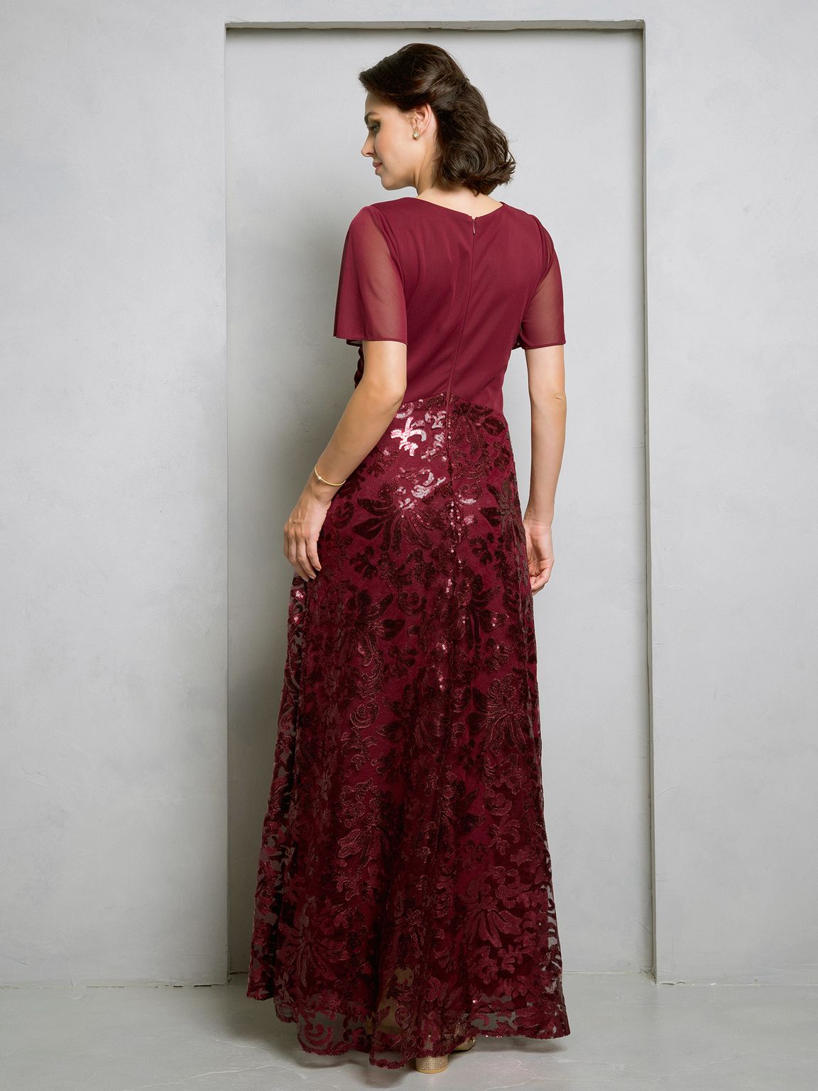 Mother of the Bride Dresses Mother of the Bride Long Sequin Lace Formal Dress Burgundy