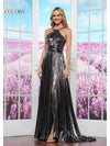 Prom Dresses Formal Long Pleated Prom Dress Gunmetal