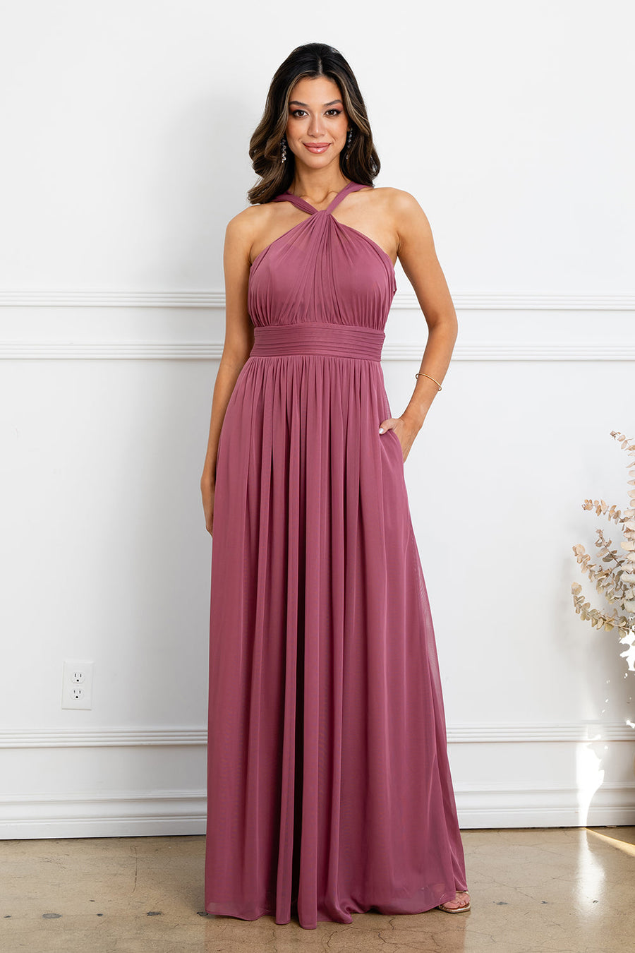 Formal Dresses Long Formal A Line Bridesmaid Dress Desert Rose
