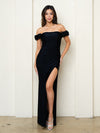 Formal Dresses Prom Long Fitted Formal Slit Dress Black