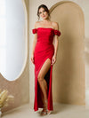 Formal Dresses Prom Long Fitted Formal Slit Dress Red