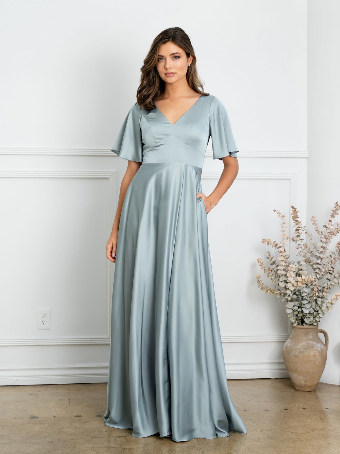 Formal Dresses  Long Formal A Line Evening Dress Sage
