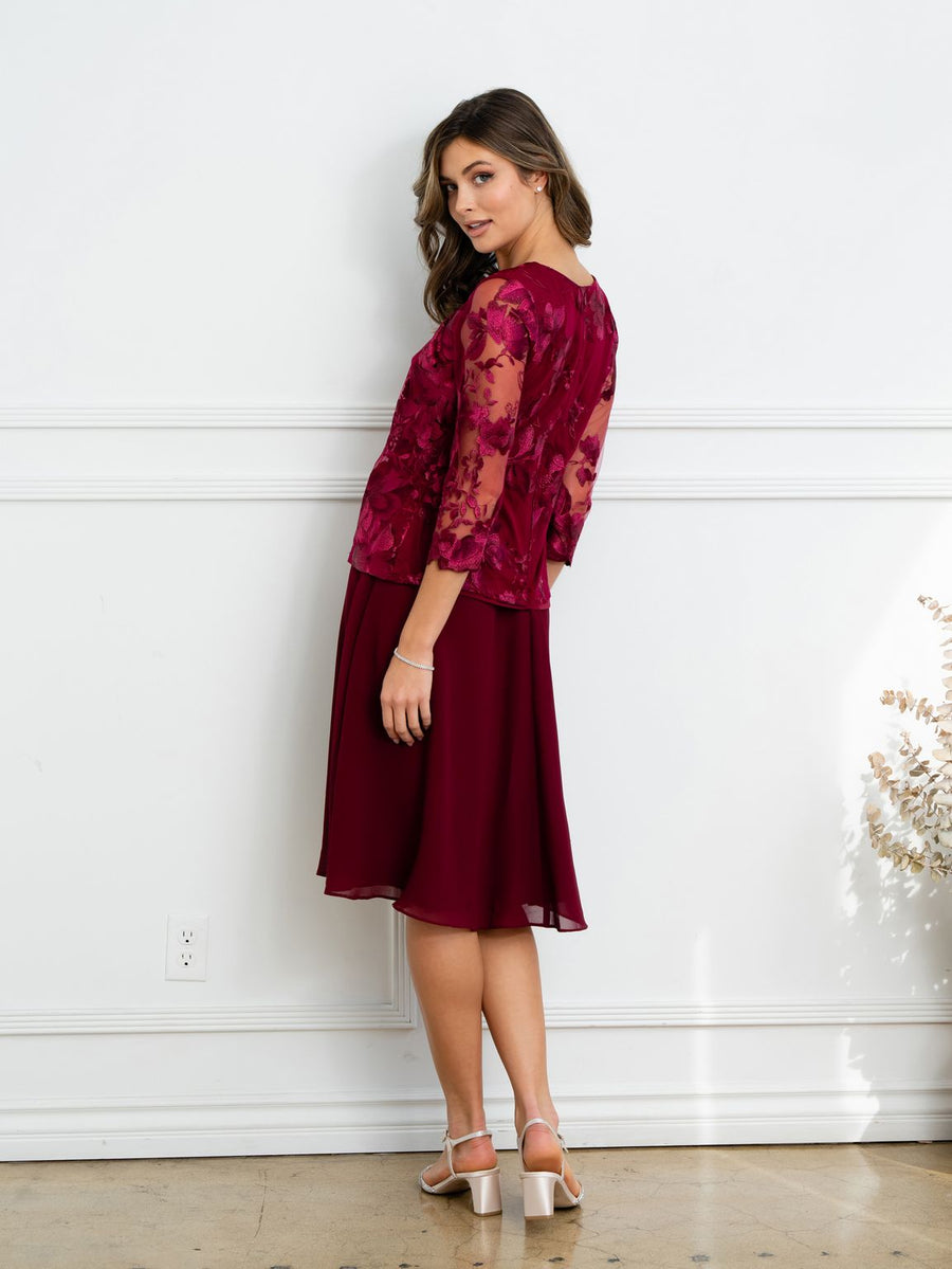 Mother of the Bride Dresses Short Mother of the Bride Lace Jacket Dress Burgundy