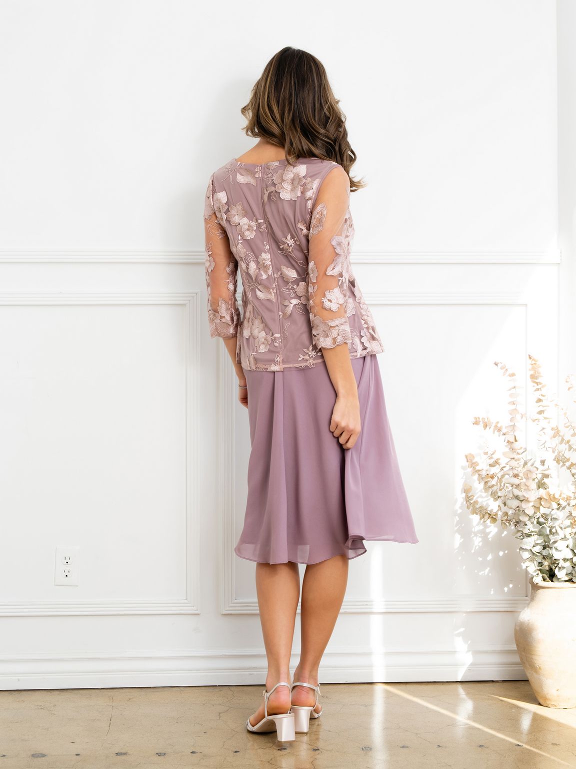 Mother of the Bride Dresses Short Mother of the Bride Lace Jacket Dress Mauve