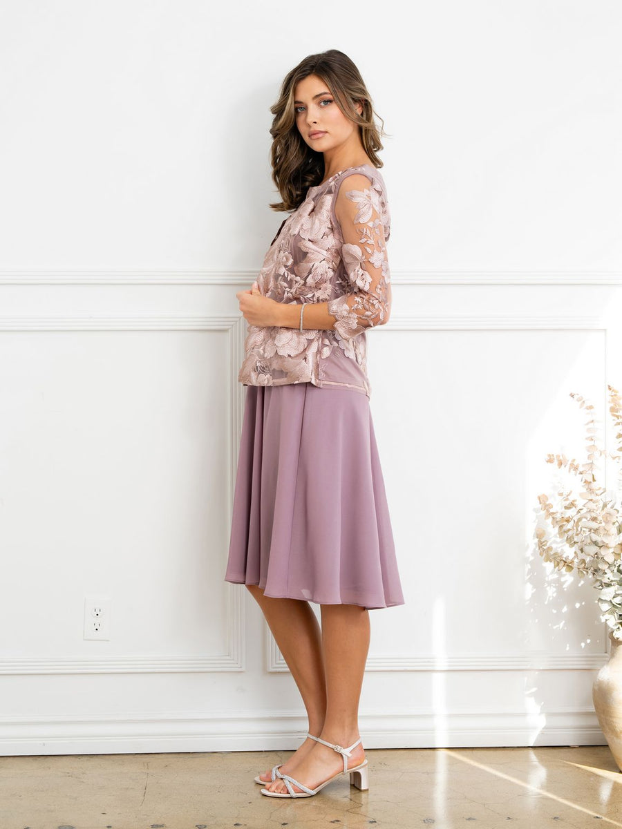 Mother of the Bride Dresses Short Mother of the Bride Lace Jacket Dress Mauve