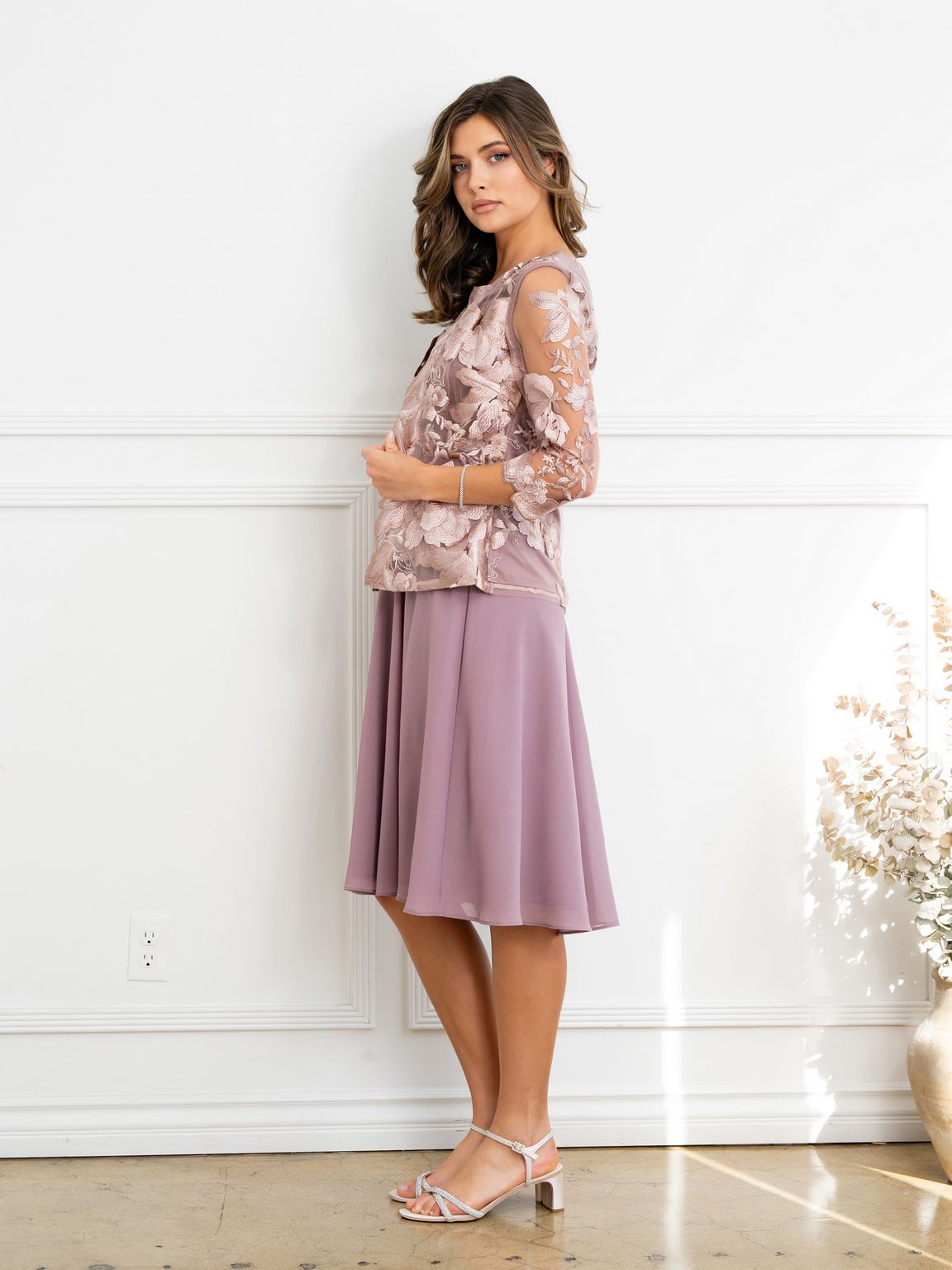 Mother of the Bride Dresses Short Mother of the Bride Lace Jacket Dress Mauve