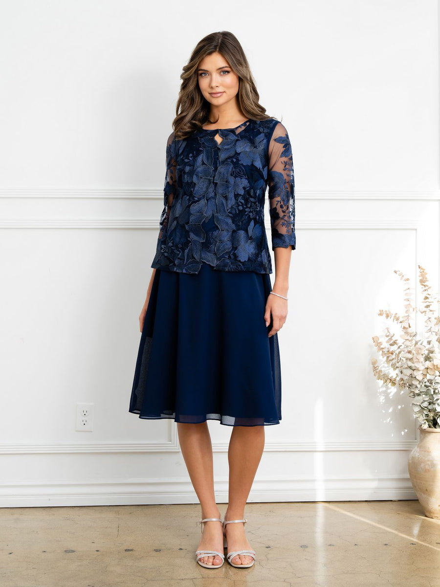 Mother of the Bride Dresses Short Mother of the Bride Lace Jacket Dress Navy