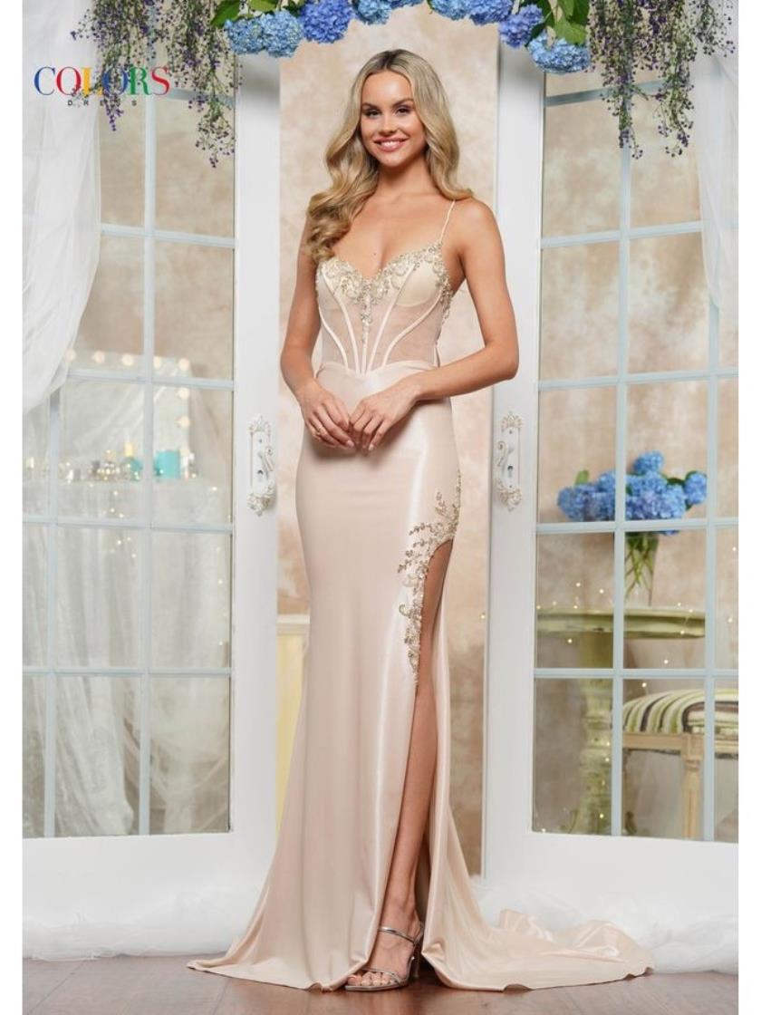 Prom Dresses Fitted Formal Flare Corcet Long Prom Dress Champagne