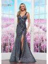 Prom Dresses Long Floral Glitter Formal Prom Dress Navy