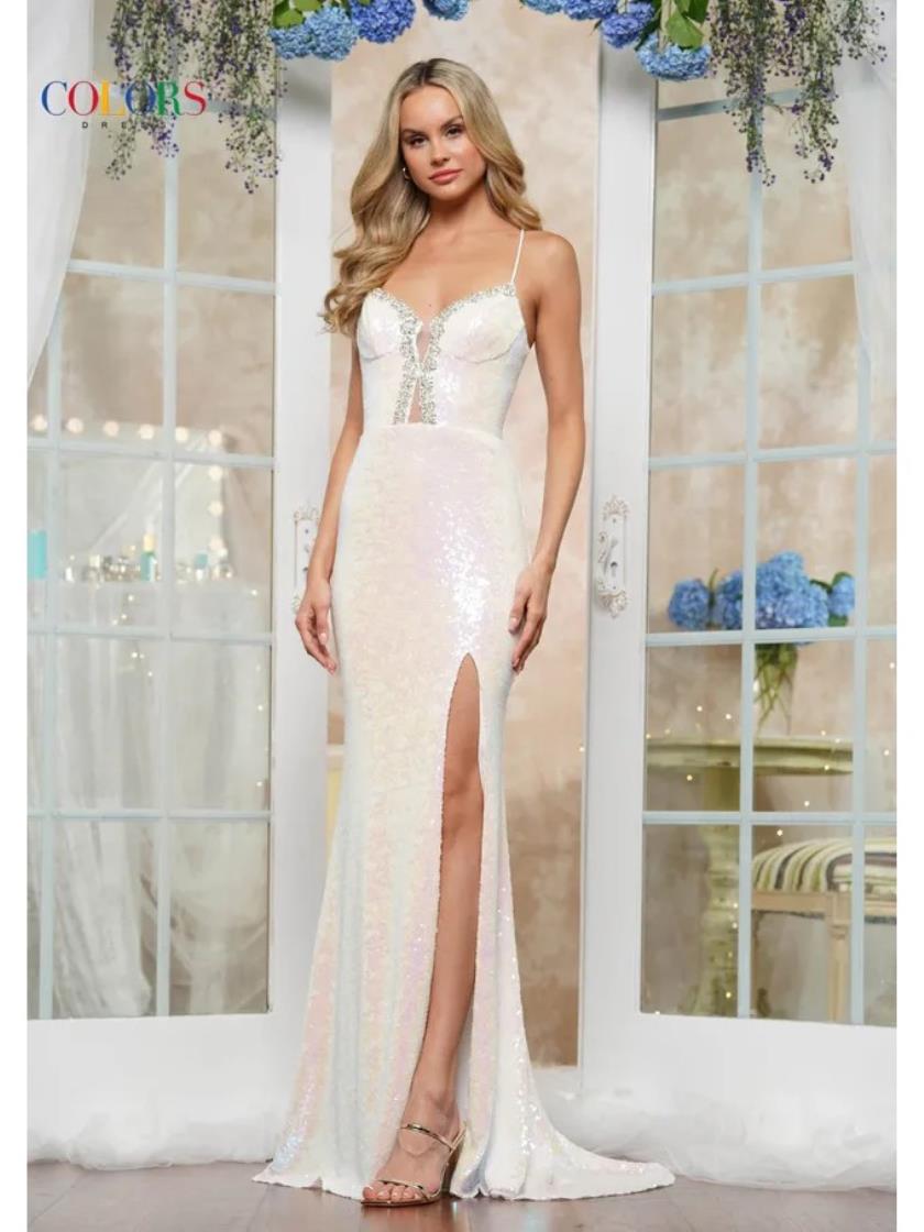 Prom Dresses Long Formal Slit Fitted Prom Dress Off White