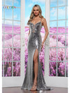 Prom Dresses Long Formal Slit Fitted Prom Dress Silver