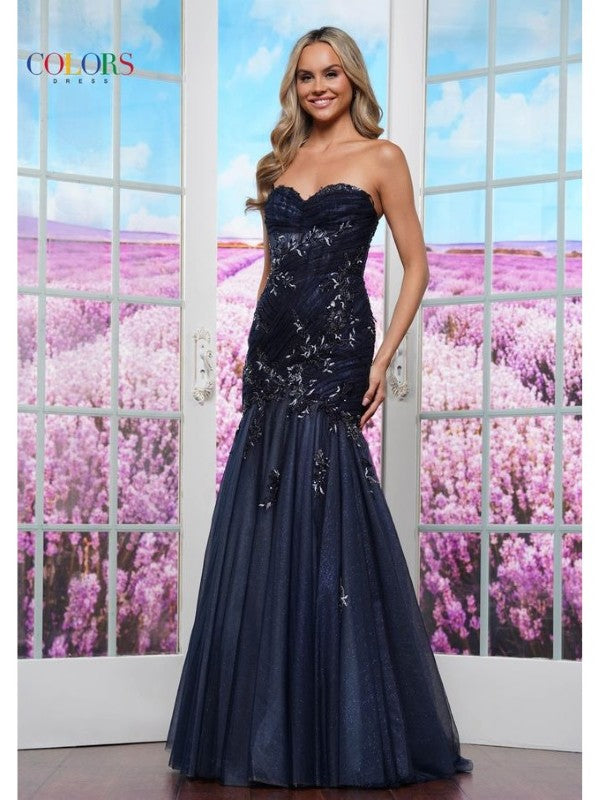 Prom Dresses Formal Fitted Long Evening Prom Dress Navy