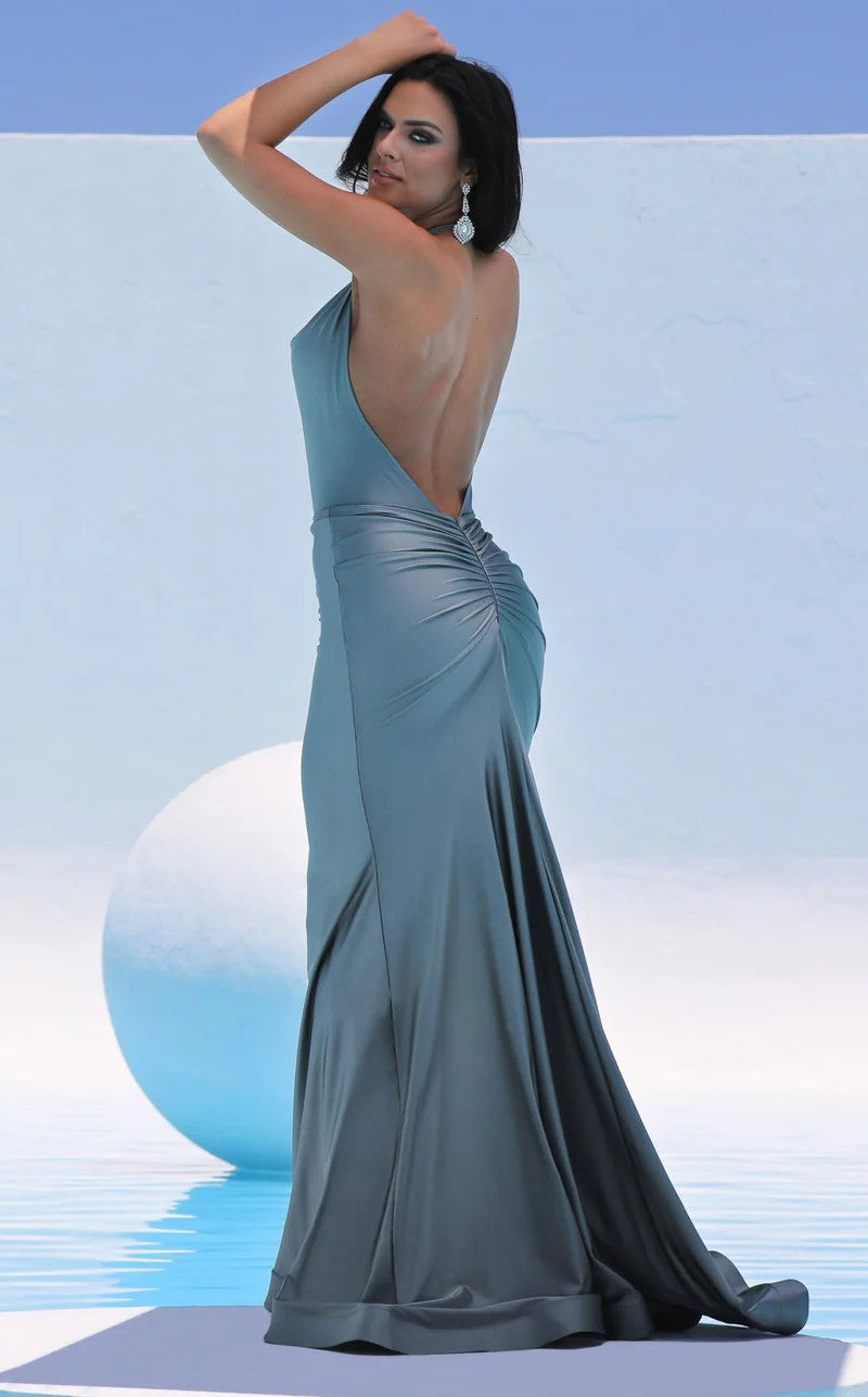 Prom Dresses Fitted Formal Long Evening Prom Dress Light Blue