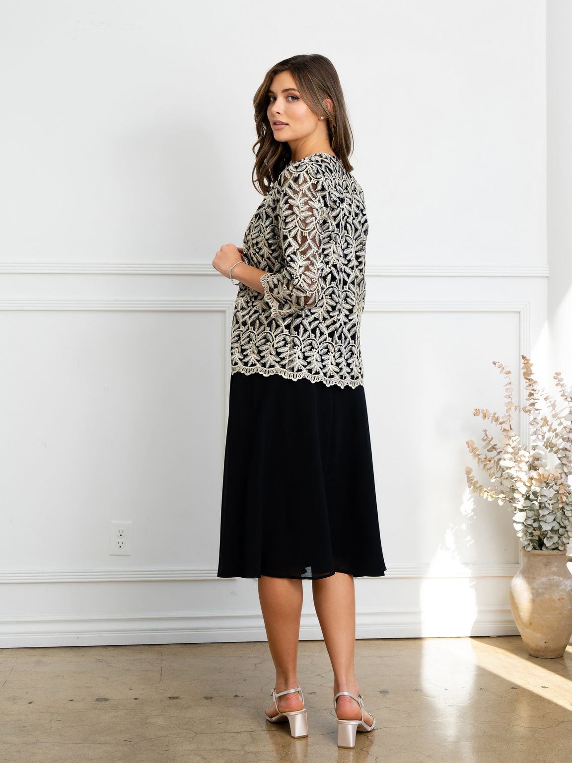 Mother of the Bride Dresses Short Mother of the Bride Jacket Cocktail Dress Black/Gold