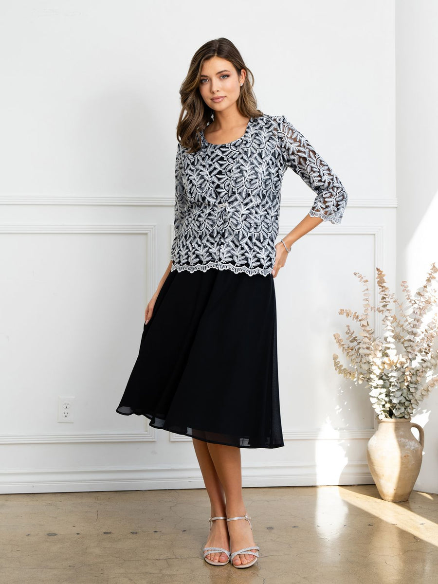 Mother of the Bride Dresses Short Mother of the Bride Jacket Cocktail Dress Black/Silver