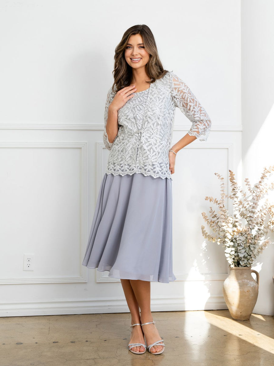 Mother of the Bride Dresses Short Mother of the Bride Jacket Cocktail Dress Silver