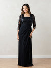 Formal Dresses Sequin Long  Formal Lace Bolero Evening  Dress Black