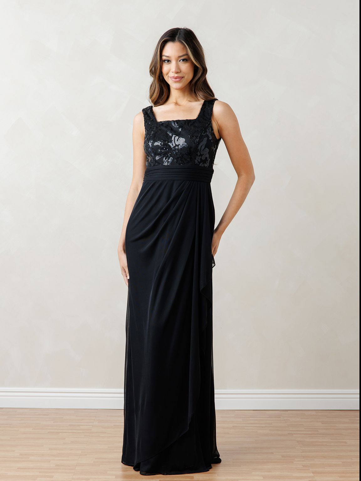 Formal Dresses Sequin Long  Formal Lace Bolero Evening  Dress Black