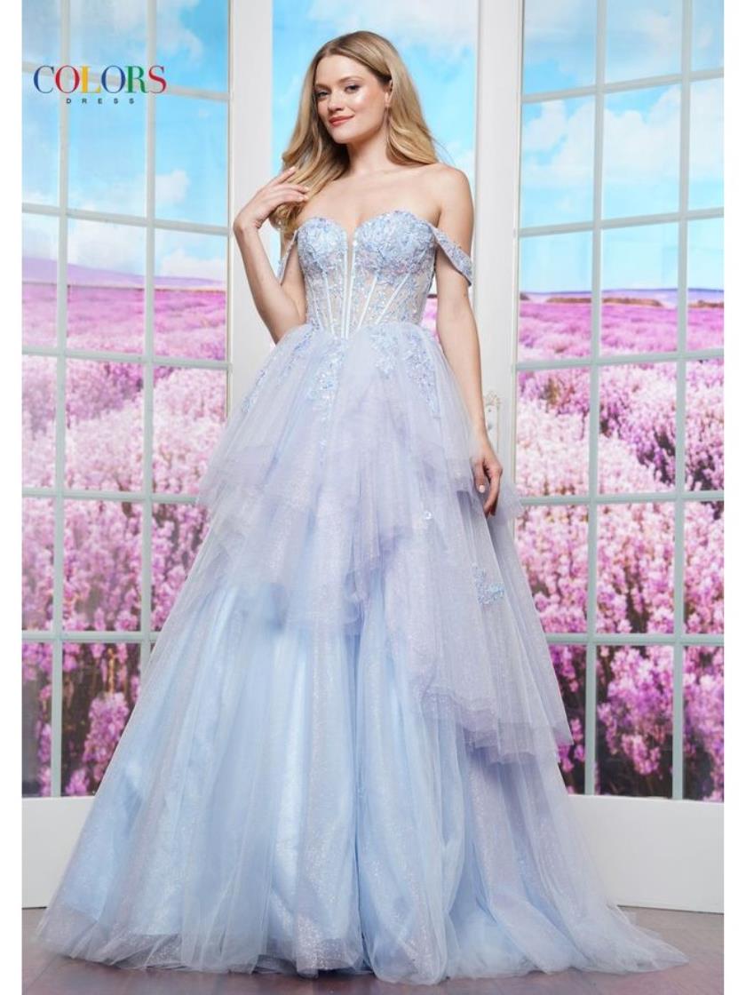 Prom Dresses Formal Long Multi Ruffle Prom Dress Light Blue