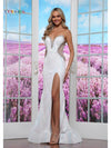 Prom Dresses Long Fitted Formal Beaded Flare Prom Dress White