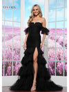 Prom Dresses Long Formal Fitted Ruffle Prom Dress Black
