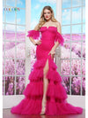 Prom Dresses Long Formal Fitted Ruffle Prom Dress Fuchsia