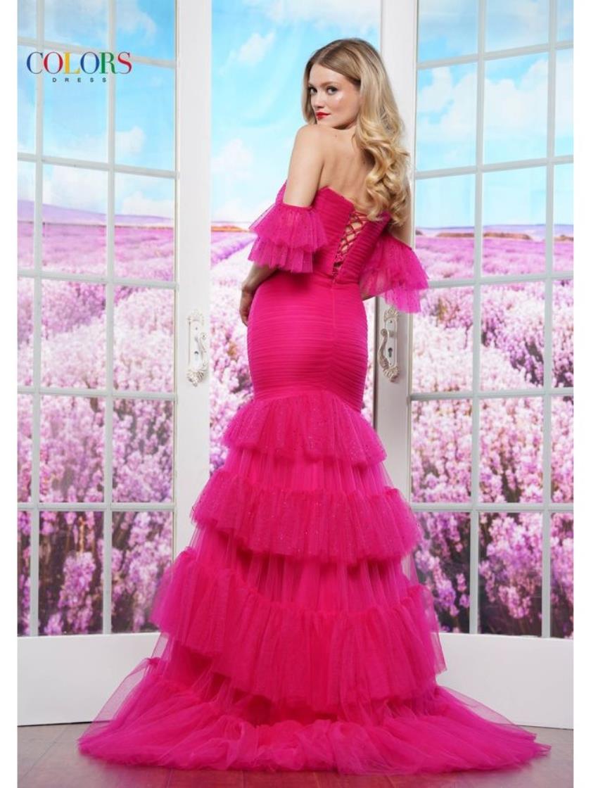 Prom Dresses Long Formal Fitted Ruffle Prom Dress Fuchsia