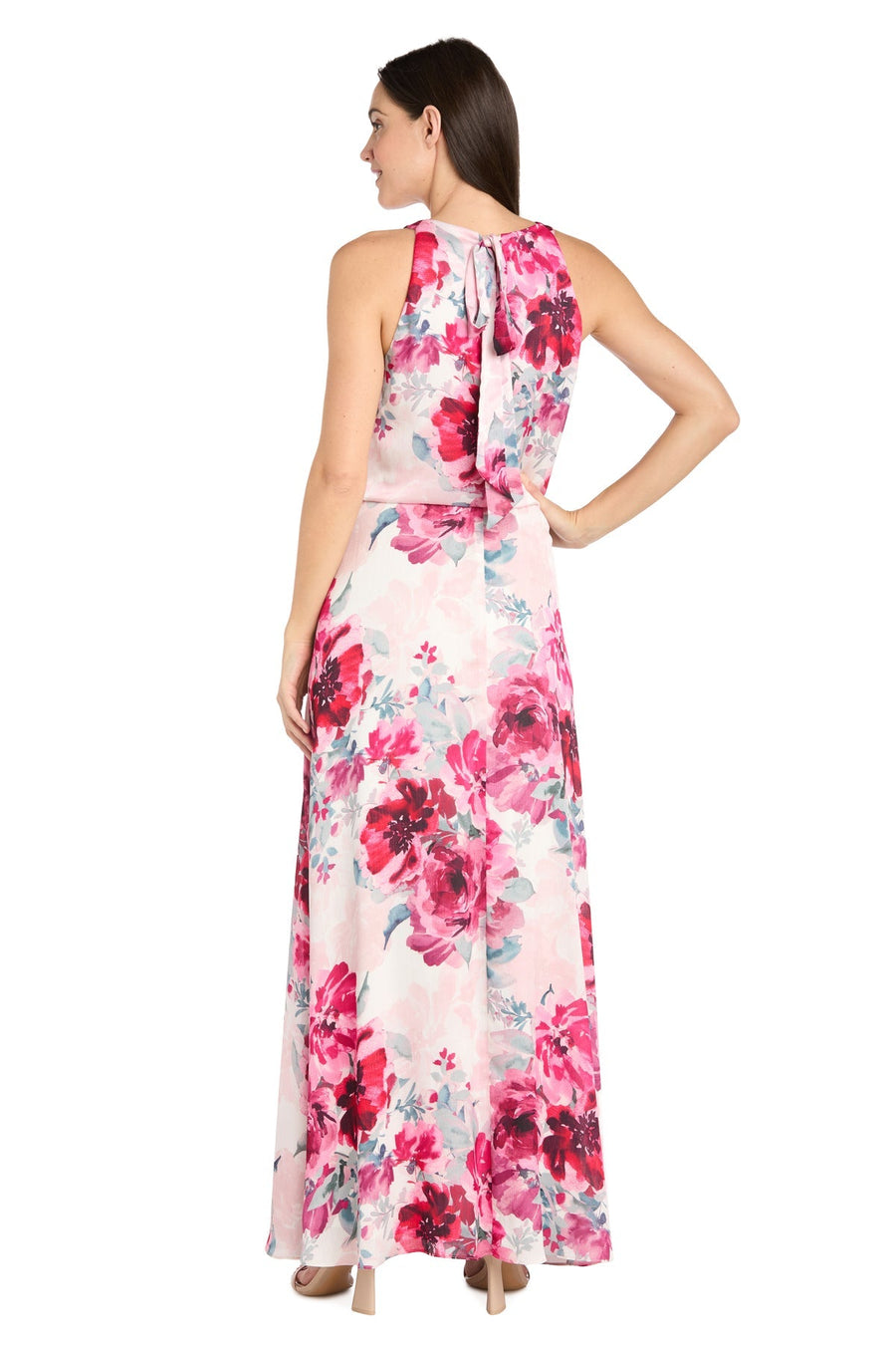 Formal Dresses Long Formal Floral Print Maxi Dress Cream/Rose