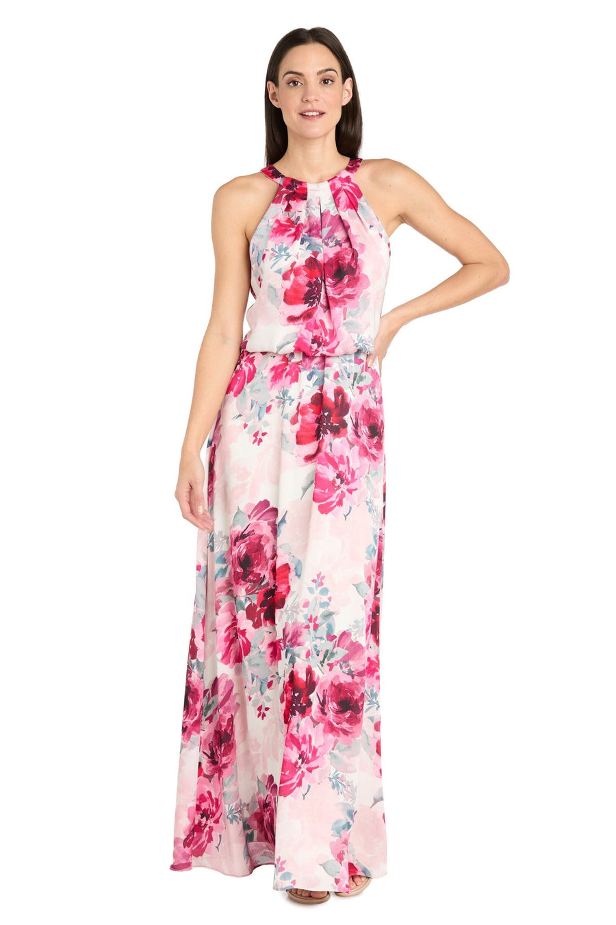 Formal Dresses Long Formal Floral Print Maxi Dress Cream/Rose