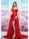Prom Dresses Long Fitted Floral Overskirt Formal Prom Dress Red