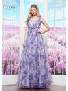 Prom Dresses Formal Printed Ruffle Long Prom Dress Lavender