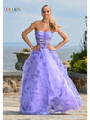 Prom Dresses Long Print Mesh Formal Prom Dress Lavender