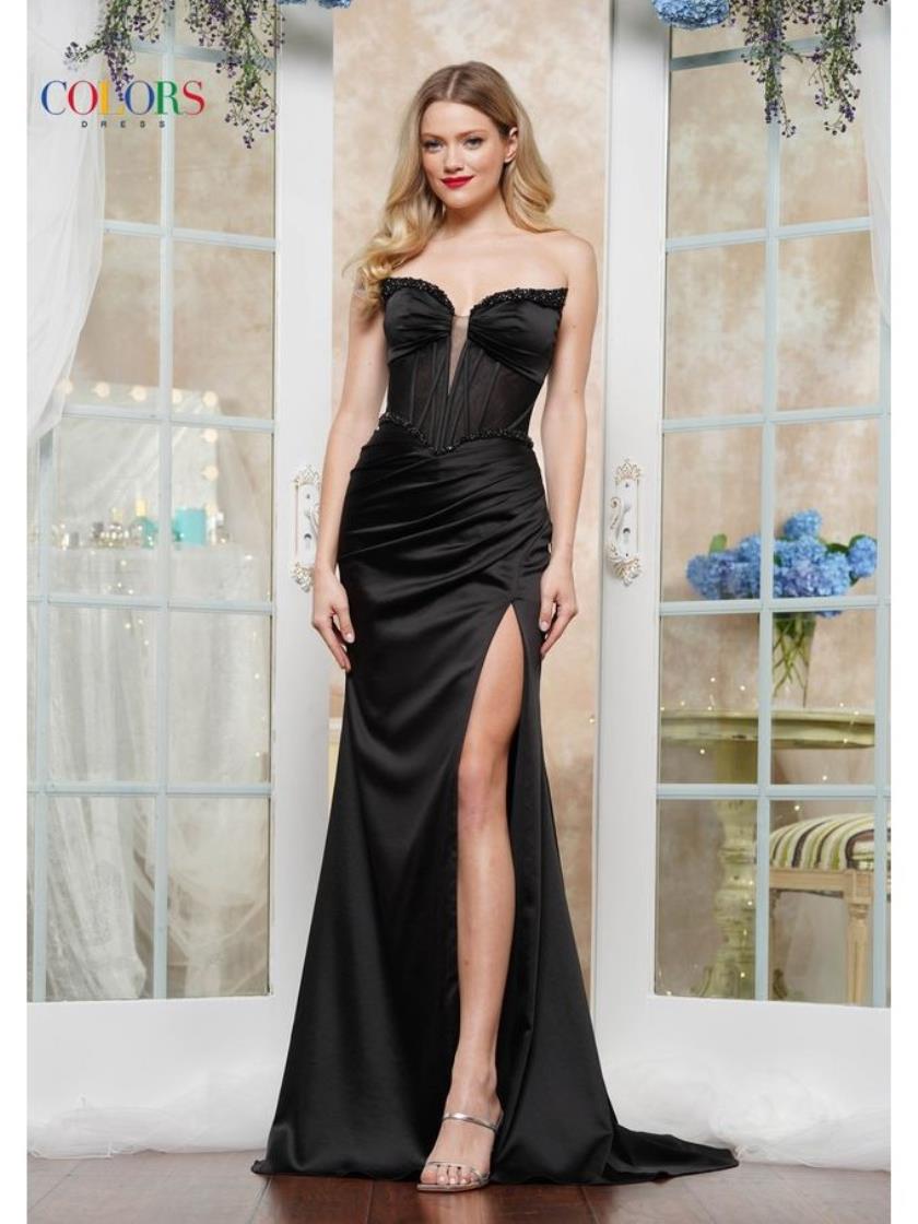 Prom Dresses Long Beaded Bust Fitted Formal Prom Dress Black