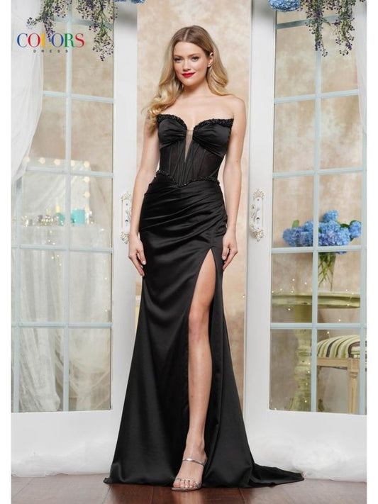 Prom Dresses Long Beaded Bust Fitted Formal Prom Dress Black