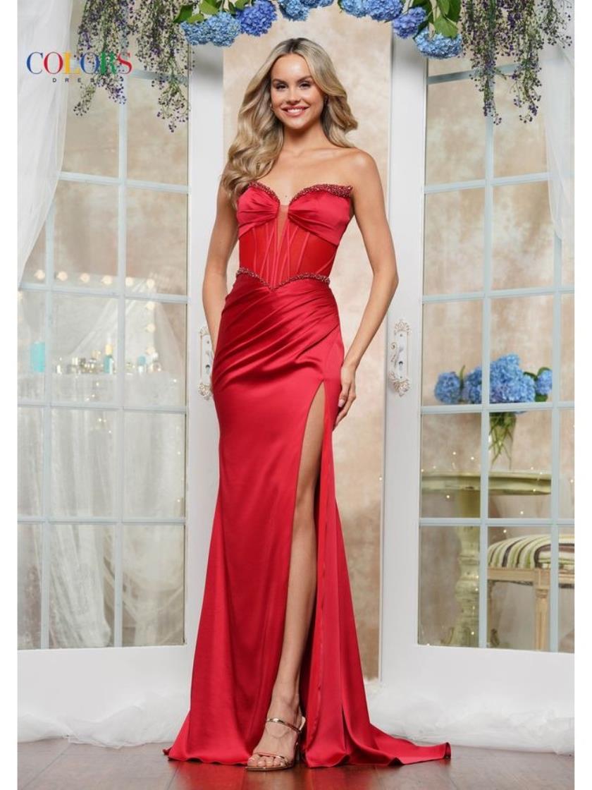 Prom Dresses Long Beaded Bust Fitted Formal Prom Dress Red