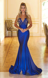 Prom Dresses Long Mermaid Fit Formal Lace Prom Dress Royal