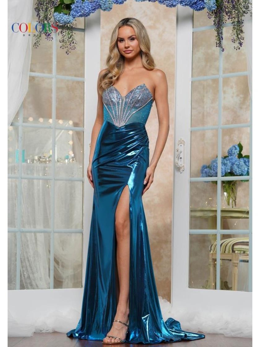 Prom Dresses Fitted Long Formal Slit Skirt Prom Dress Teal