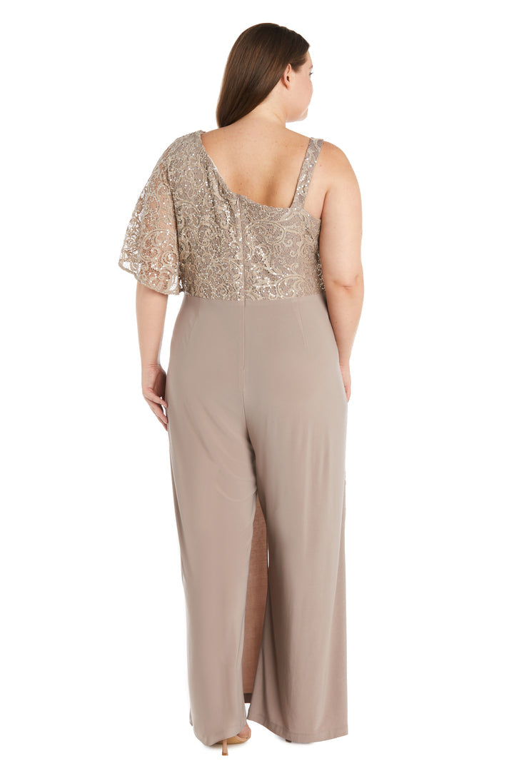 Jumpsuit Long Plus Size Sequin Formal Jumpsuit  Mocha