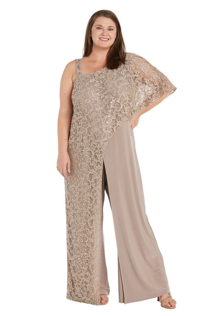 Jumpsuit Long Plus Size Sequin Formal Jumpsuit  Mocha