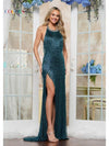 Prom Dresses Formal Beaded Halter Fringe Long Prom Dress Teal