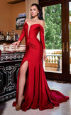 Prom Dresses Long  Fitted Formal Slit Evening Prom Dress Burgundy