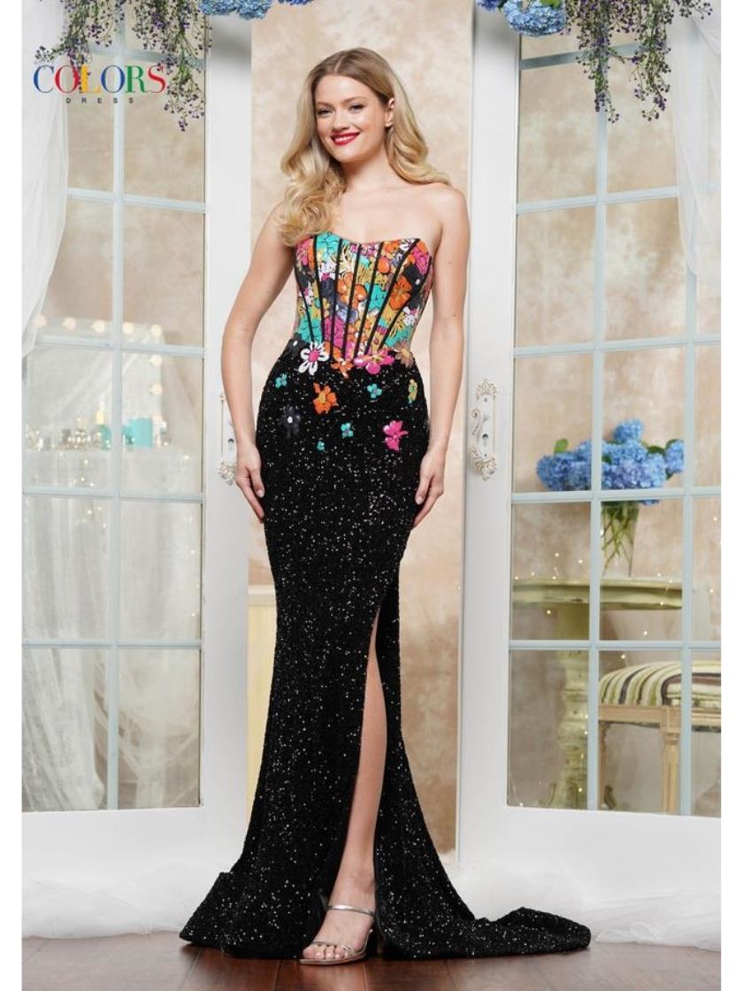 Prom Dresses Formal Long Fitted Slit Prom Dress  Black