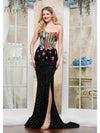 Prom Dresses Formal Long Fitted Slit Prom Dress  Black