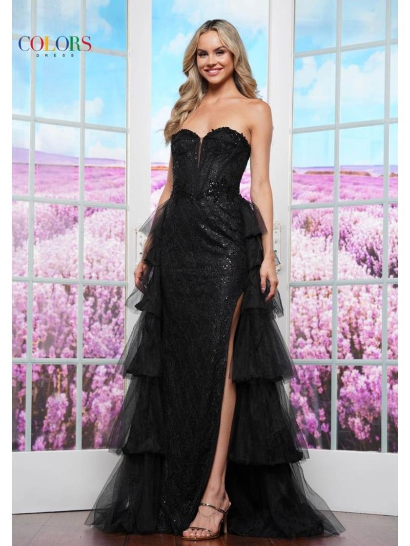 Prom Dresses Long Sequin Fitted Formal Tulle Skirt Prom Dress Black
