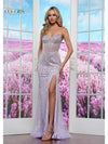Prom Dresses Long Formal Heavy Stone Slit Prom Dress Lilac