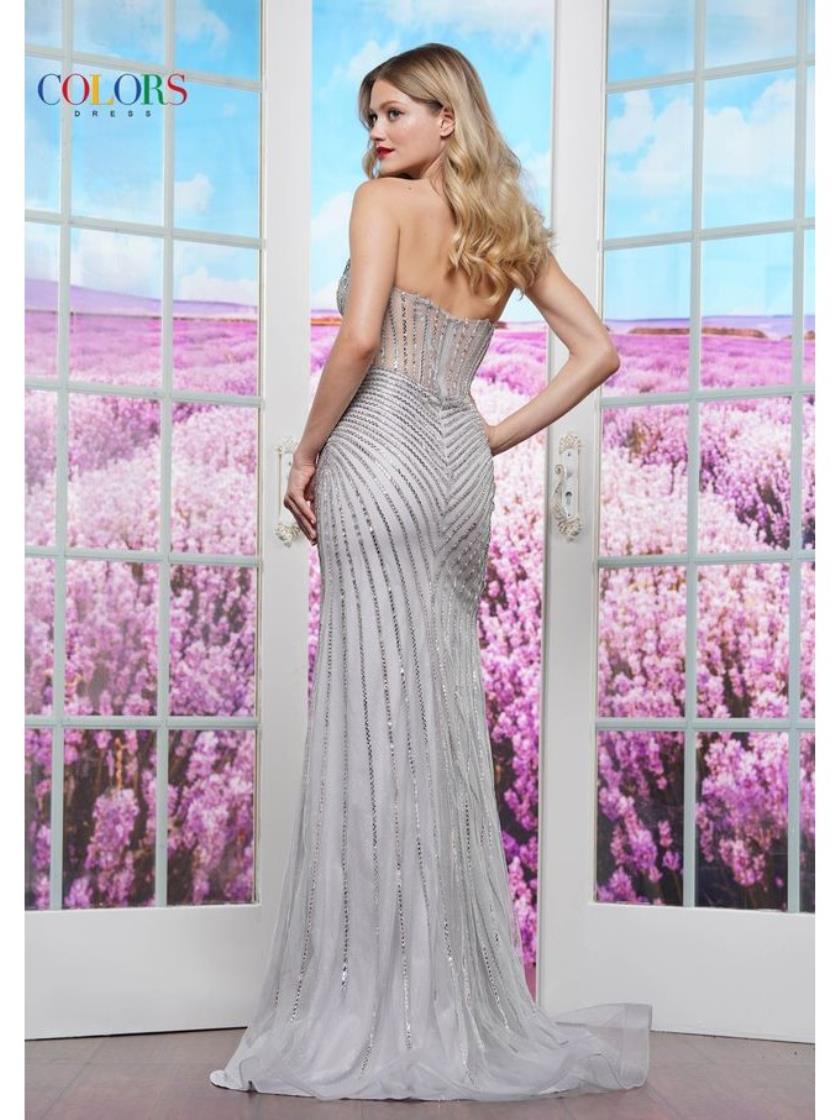 Prom Dresses Formal Long Slit Prom Dress Silver