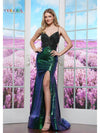 Prom Dresses Formal Heavy Beaded Long Slit Prom Dress Deep Green