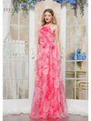 Prom Dresses Long Print Organza Formal Prom Dress  Watermelon