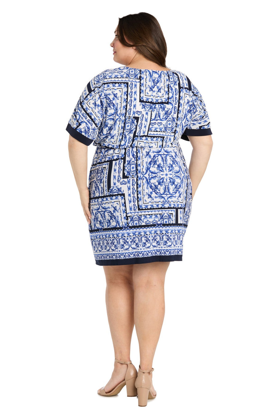 Plus Size Dresses Plus Size Short Cocktail Dress White/Denim